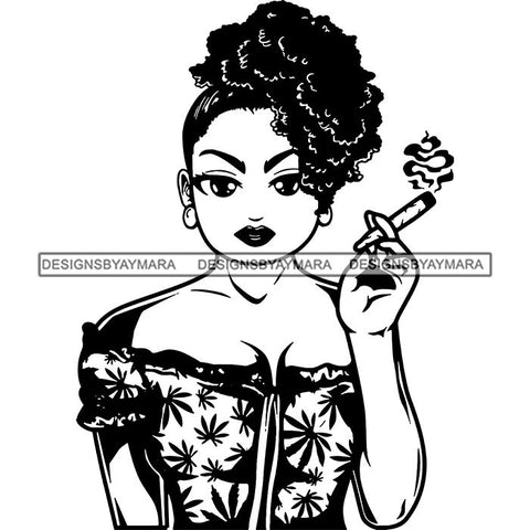 Afro Lola Smoking Pot Weed Joint Blunt Cannabis Marijuana SVG Cutting Files