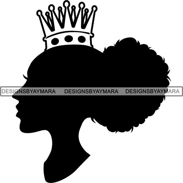 Black Afro Queen Silhouette Style SVG Cut Files