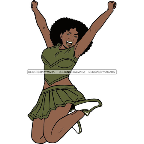 Afro Cheerleader Woman SVG Cutting Files For Silhouette Cricut and More