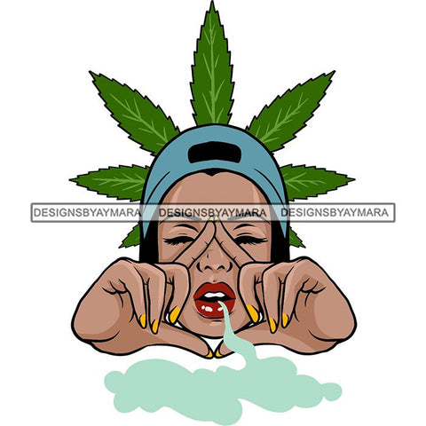 Ganja Narcotic Joint Blunt Weed Leaf Hydroponics Cannabis Woman Smoking Grass Marijuana SVG Cut Files