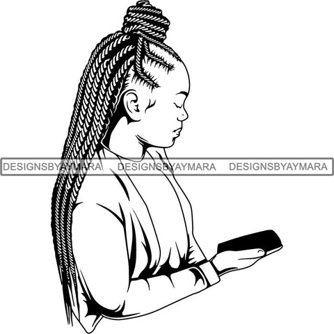 Afro Woman Braids Dreads Dreadlocks Hairstyle SVG Cut Files For Silhouette and Cricut