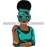 Afro Lola Wearing  Mardi Grass Mask Masquerade Costume SVG Clipart Vector Cutting Files