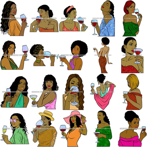 Bundle 20 Woman Drinking Wine Relax Chilling Free Stress Feeling Fine Like a Red Wine Alcohol Drinker SVG Cutting Files For Silhouette Cricut and More!