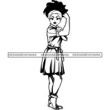 Afro Strong Lola Flexing We Can Do It Woman Power .SVG Cutting Files For Silhouette Cricut and More!