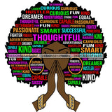 Afro Woman Praying Hair Life Quotes Strong Independent Educated Melanin SVG Cutting Files