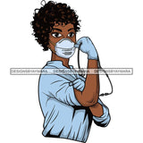 Afro Lola Nurse Doctor Save Life Hero Wearing Mask Protection Flexing Strong Medical Occupation SVG Cutting Files