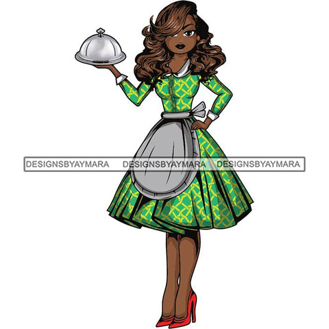 Afro Chef Lola Cooker Cooking Culinary Profession .SVG Clipart Vector Cutting Files For Circuit Silhouette Cricut and More!
