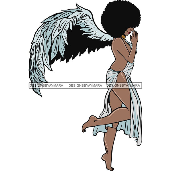 Afro Angel Black Woman SVG Cutting Files For Silhouette Cricut and More