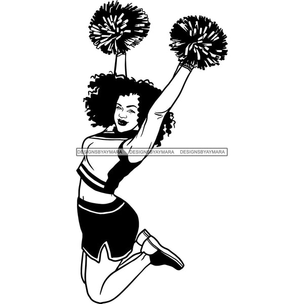 Afro Cheerleader Woman SVG Cutting Files For Silhouette Cricut and More