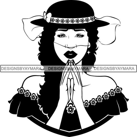 Latina Woman Praying God .SVG Cut Files For Silhouette and Cricut