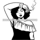 Woman Smoking Pot Joint Blunt Stoned High Life Weed Leaf Marijuana Grass Relax Chill SVG Cutting Files