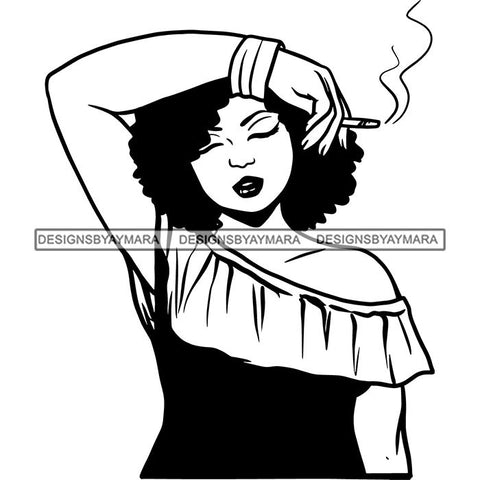 Woman Smoking Pot Joint Blunt Stoned High Life Weed Leaf Marijuana Grass Relax Chill SVG Cutting Files