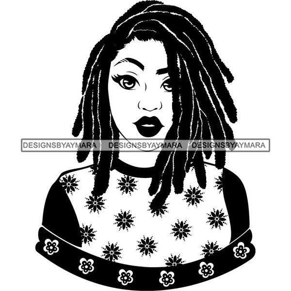 Afro Woman Dreads-locks Hairstyle African American Beautiful Black Woman SVG Files For Cutting and More.