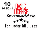 10 Designs Basic Commercial License for Commercial Use of Patterns Graphic Design - 500 prints / usage
