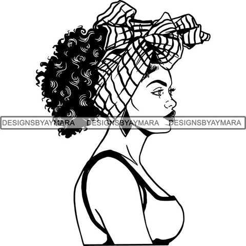 Afro Woman SVG Turban Head Wrap Cutting Files For Silhouette Cricut and More