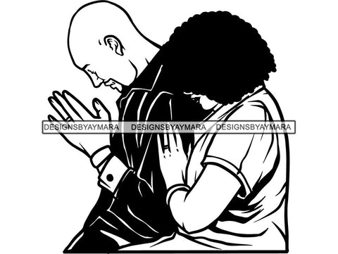 Black Couple Praying God Together SVG  Cut Files