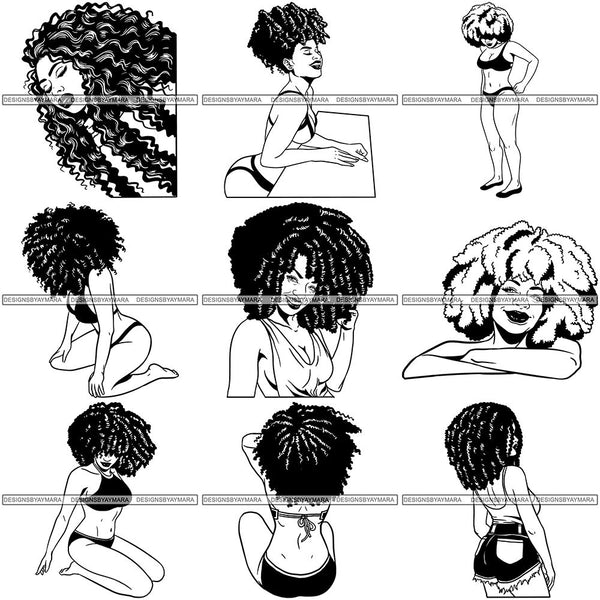 Bundle 9 Afro Melanin Popping Hair Style SVG Files For Cutting and More