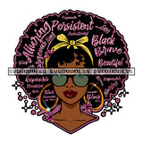 Afro Black Woman Words In Afro Yellow Headband Gold Hoop Earrings SVG JPG PNG Vector Clipart Cricut Silhouette Cut Cutting