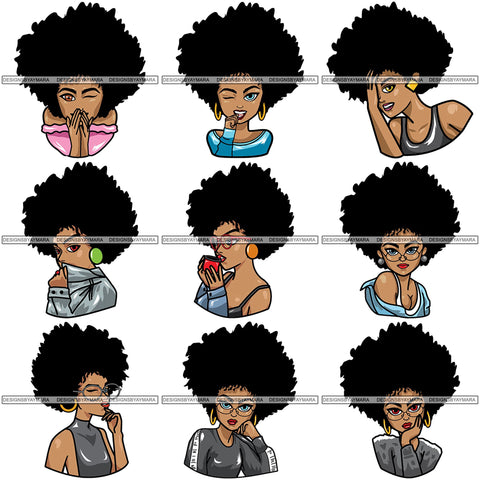 Bundle 9 Afro Melanin Popping Lola Kinky Hair God Quotes SVG Cutting Files For Silhouette Cricut and More