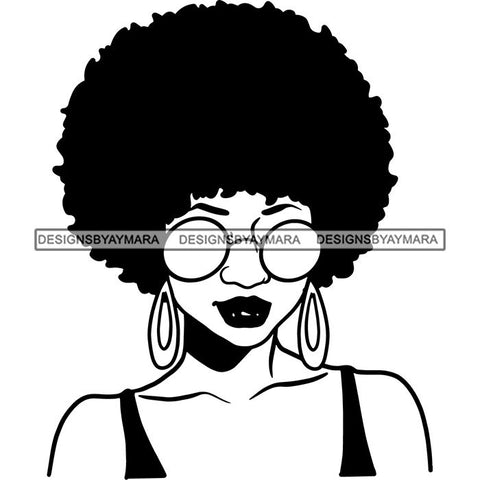 Ebony Afro Woman Nubian Melanin Brown Skin Makeup Model Glasses Accesories SVG Cut Files
