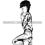 Afro Lola Woman Praying God Lord Knee Prayers Pray Believe Church .SVG PNG JPG Clipart Vector Cutting Files