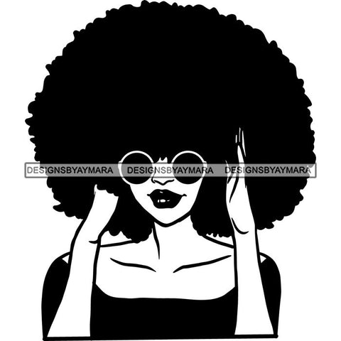 Ebony Afro Woman Nubian Melanin Brown Skin Makeup Model Glasses Accesories SVG Cut Files