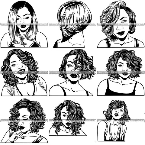 Bundle 9 Afro Melanin Popping Hair Style SVG Files For Cutting and More