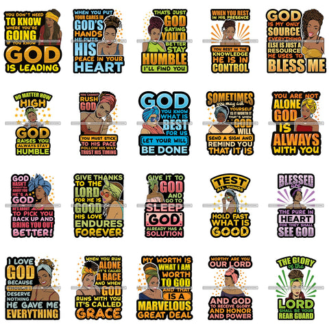 Bundle 20 Afro Black Proud Woman Lord God Quotes SVG Cutting Files For Silhouette Cricut and More