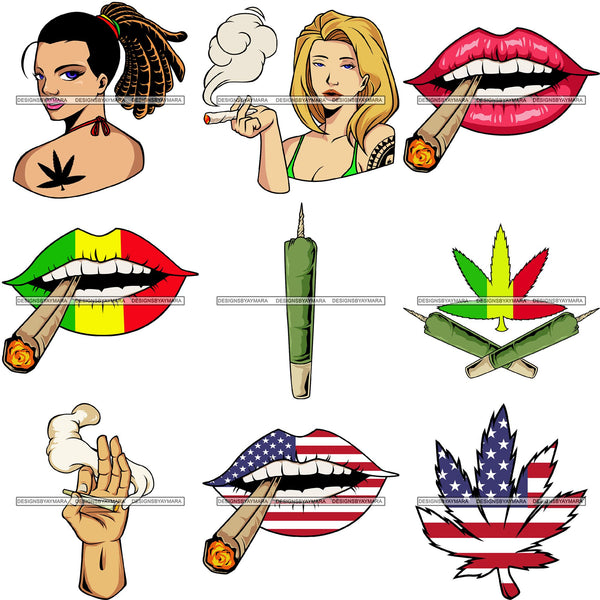 Bundle 9 420 Cannabis Pot Head Weed Leaf Grass Marijuana Joint Blunt Stoned High Life SVG Cutting Files