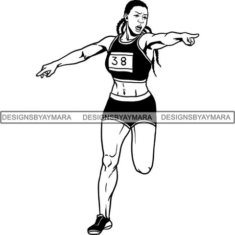Afro Black Woman Runner Athletic Sport .SVG Cutting File For Silhouette and Cricut