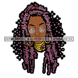 Brave Wonderful Gorgeous Pink Words Afro Black  Gold Hoop Earrings SVG JPG PNG Vector Clipart Cricut Silhouette Cut Cutting