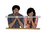 Black Couple Praying God Together PNG File For Print Not For Cutting