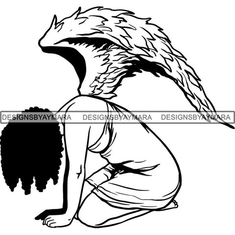 Afro Angel Black Woman SVG Cutting Files For Silhouette Cricut and More