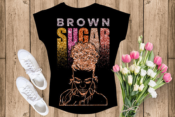 Brown Sugar Melanin Woman Sparkles African American Female Nubian Designs For T-Shirts Sublimation Print Cut Cutting SVG PNG JPG Vector Files