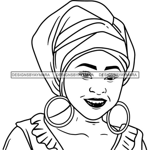 Afro Lady Black Goddess Melanin Turban Head-wrap Dark Latina Morena SVG Files For Cutting and More!