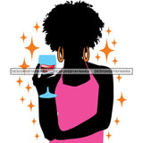 Afro Woman Silhouette Drinking Wine Relax Chilling Stress Free .SVG Cutting Files For Silhouette and Cricut and More!