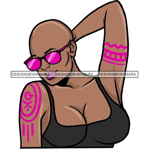 Ebony Afro Woman Nubian Melanin Brown Skin Makeup Model Glasses Accesories SVG Cut Files