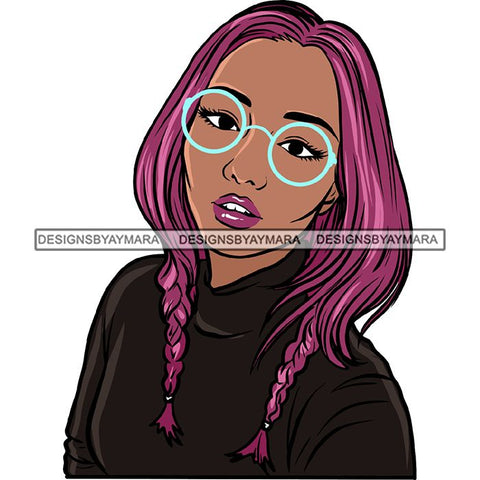 Ebony Afro Woman Nubian Melanin Brown Skin Makeup Model Glasses Accesories SVG Cut Files