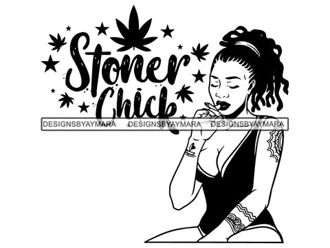 Woman Smoking Pot Deadlock Braids Hairstyle Rasta Queen Blunt Weed Cannabis 420 Marijuana Stoner High Life .SVG Cut File For Silhouette and Cricut