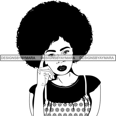 Beautiful Afro Woman Unique Designs In Black and White SVG Cutting Files For Silhouette Cricut and More
