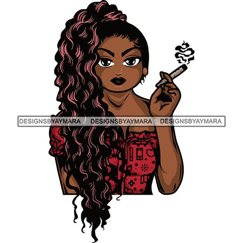 Afro Lola Smoking Pot Weed Joint Blunt Cannabis Marijuana SVG Cutting Files