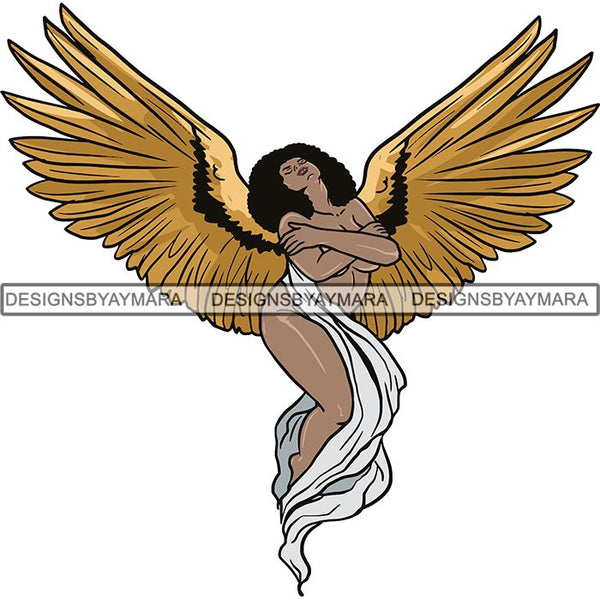 Afro Angel Black Woman SVG Cutting Files For Silhouette Cricut and More