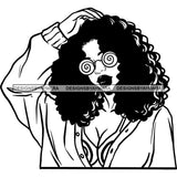 Ebony Afro Woman Nubian Melanin Brown Skin Makeup Model Glasses Accesories SVG Cut Files