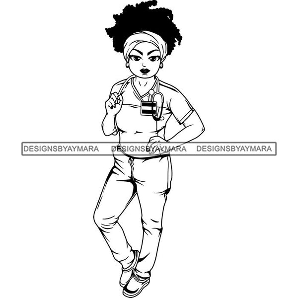 Afro Lola Nurse Medical Occupation SVG Cutting Files For Cricut Silhouette and More