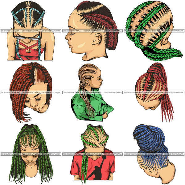 Bundle 9 Afro Woman Braids Dreads Dreadlocks Hairstyle PNG Print File Not For Cutting