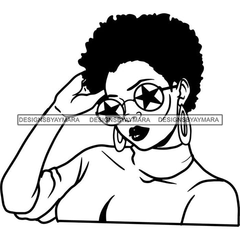 Ebony Afro Woman Nubian Melanin Brown Skin Makeup Model Glasses Accesories SVG Cut Files
