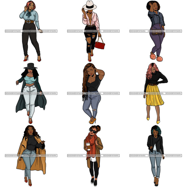 Bundle 9 Fashion Diva Glamour Afro Classy Sexy Lady SVG PNG JPG Vector Files For Cutting and More