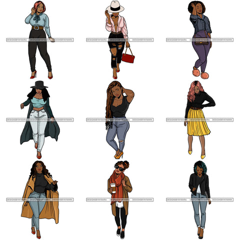 Bundle 9 Fashion Diva Glamour Afro Classy Sexy Lady SVG PNG JPG Vector Files For Cutting and More