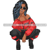 Afro Woman Fashion Girl Squatting Position SVG Cutting Files For Silhouette Cricut and More!