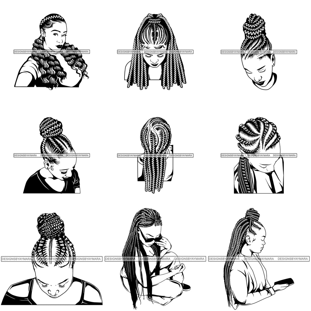 Hair Braided SVG Cut Files Hair Braided Silhouette Braided Svg Braided Hair  Svg Fashion Svg Hair Braided Bundle 